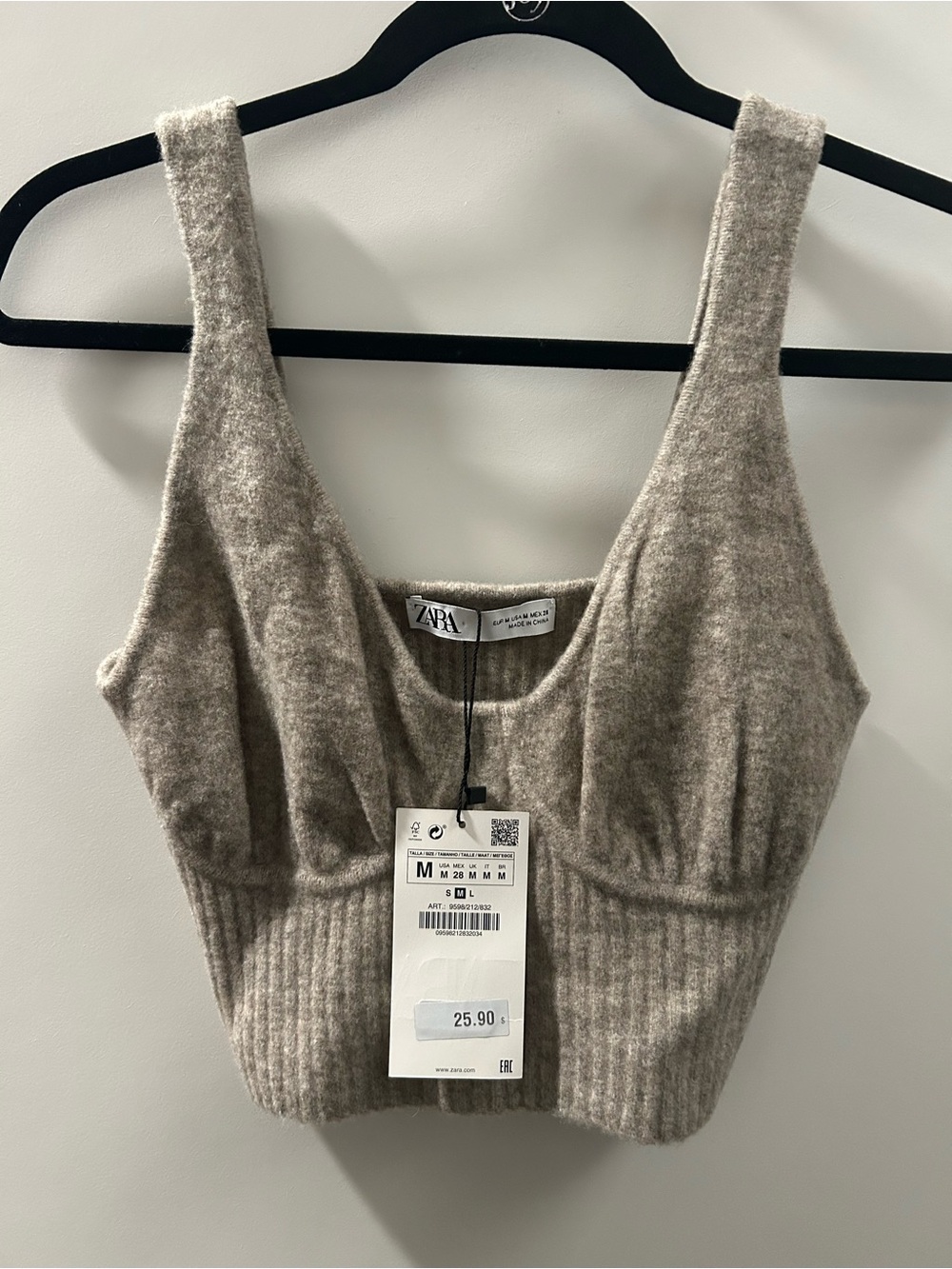 Zara Taupe Ribbed Knit Crop Tank - Picture 2 of 3